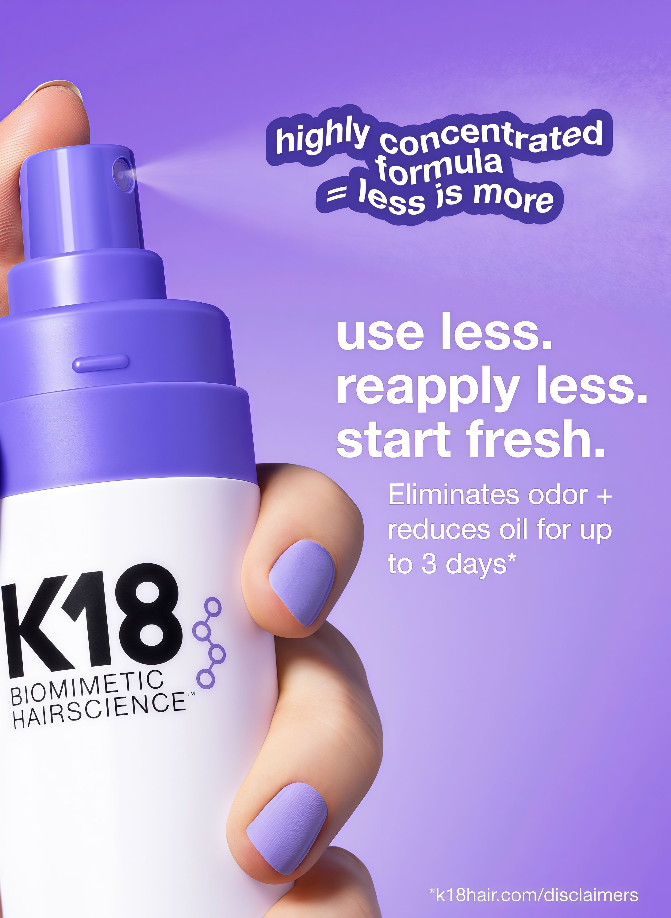K18 AirWash™ Dry Shampoo, Non-Aerosol, Balances Scalp & Controls Excess Oil Production