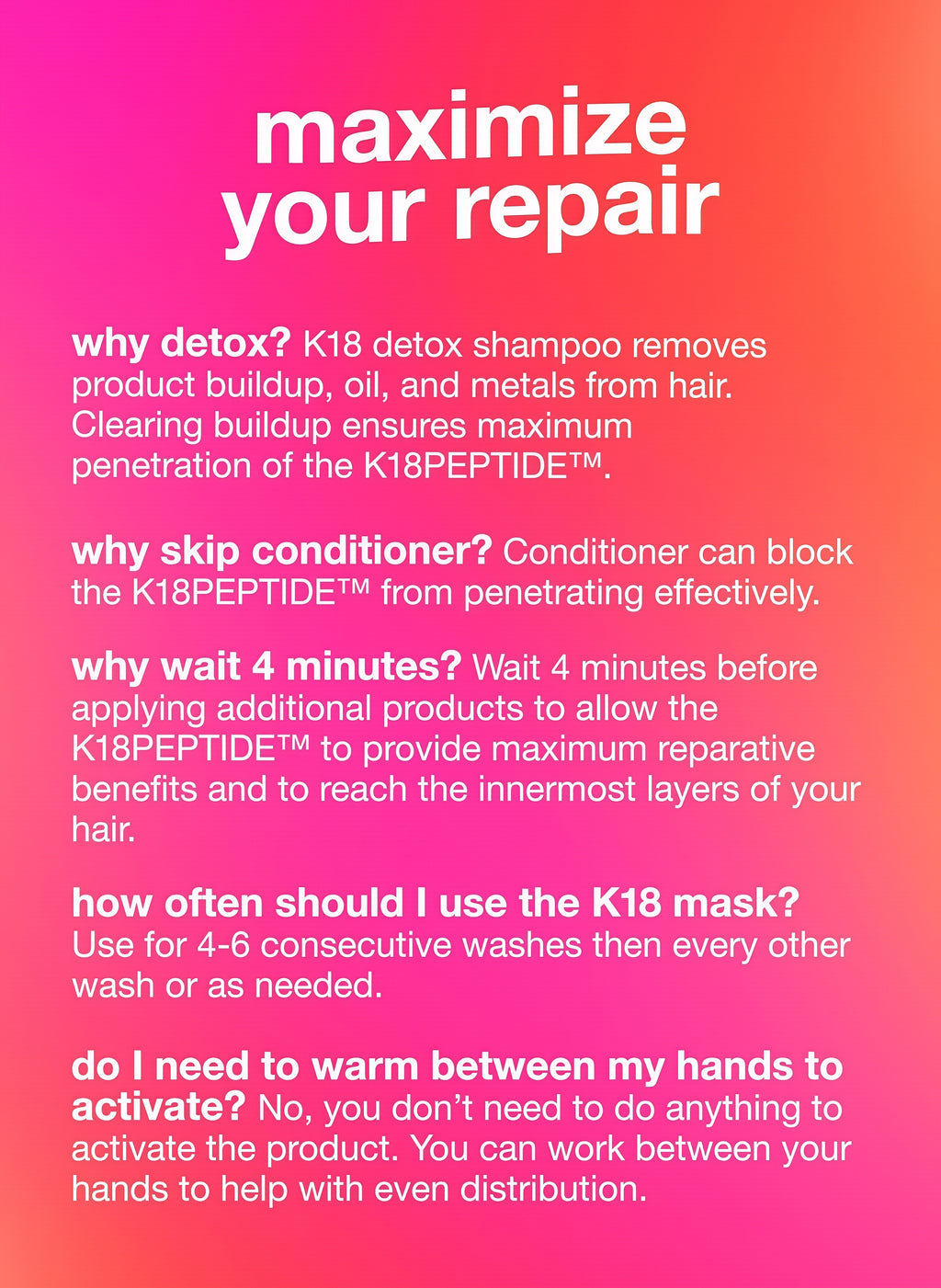 K18 Leave-In Molecular Repair Hair Mask, Patented, Lasting Repair For Dry, Frizzy, Damaged Hair, Reverse Damage In 4 Minutes From Bleach, Color, Chemical Services + Heat